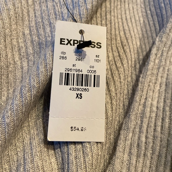 Express Ladies Heather Gray Long Sleeve Faux Wrap Throng Bodysuit NWT - Picture 10 of 10